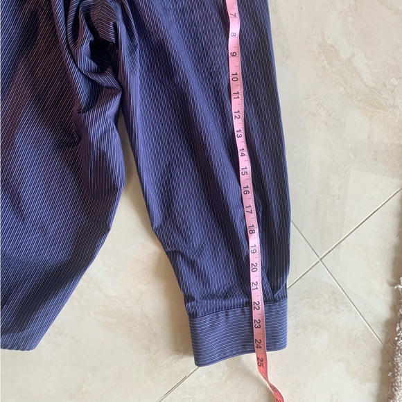 Synrgy Men's Long Sleeve Button Down Blue w Pink and White Pinstripe Sz 3XL - Picture 9 of 12